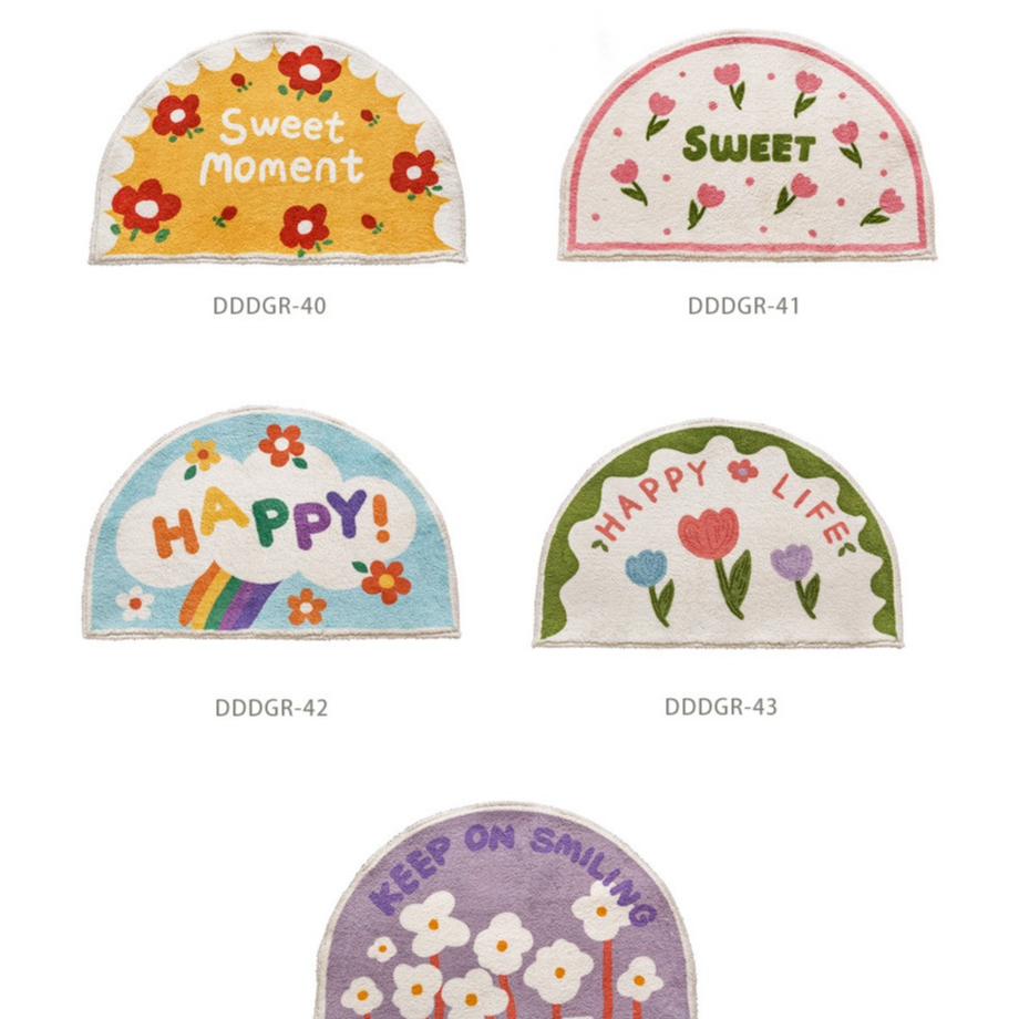 💓พรมปูพื้น ตกแต่งบ้าน ทรงครึ่งวงกลม ขนนุ่ม ซับน้ำได้ดี ลาย 𝓢𝔀𝓮𝓮𝓽 สีพาสเทล ขนาดมาตรฐาน 60x40 cm💓 - รูปที่ 3