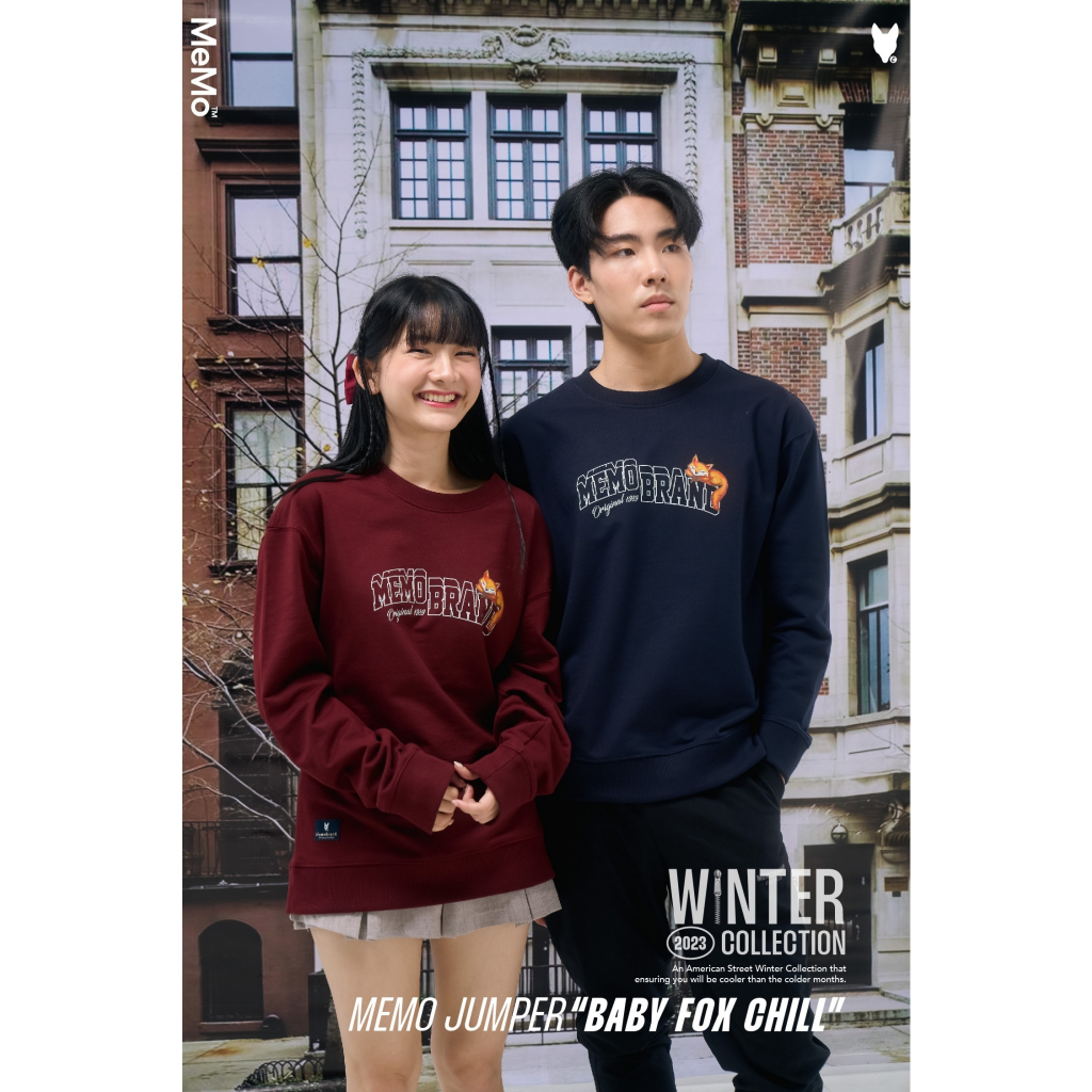 AEIOU Winter❄️Jumper Memo ลายสกรีน รุ่น Baby Fox Chill ผ้า Baby French ลิขสิทธิ์แท้