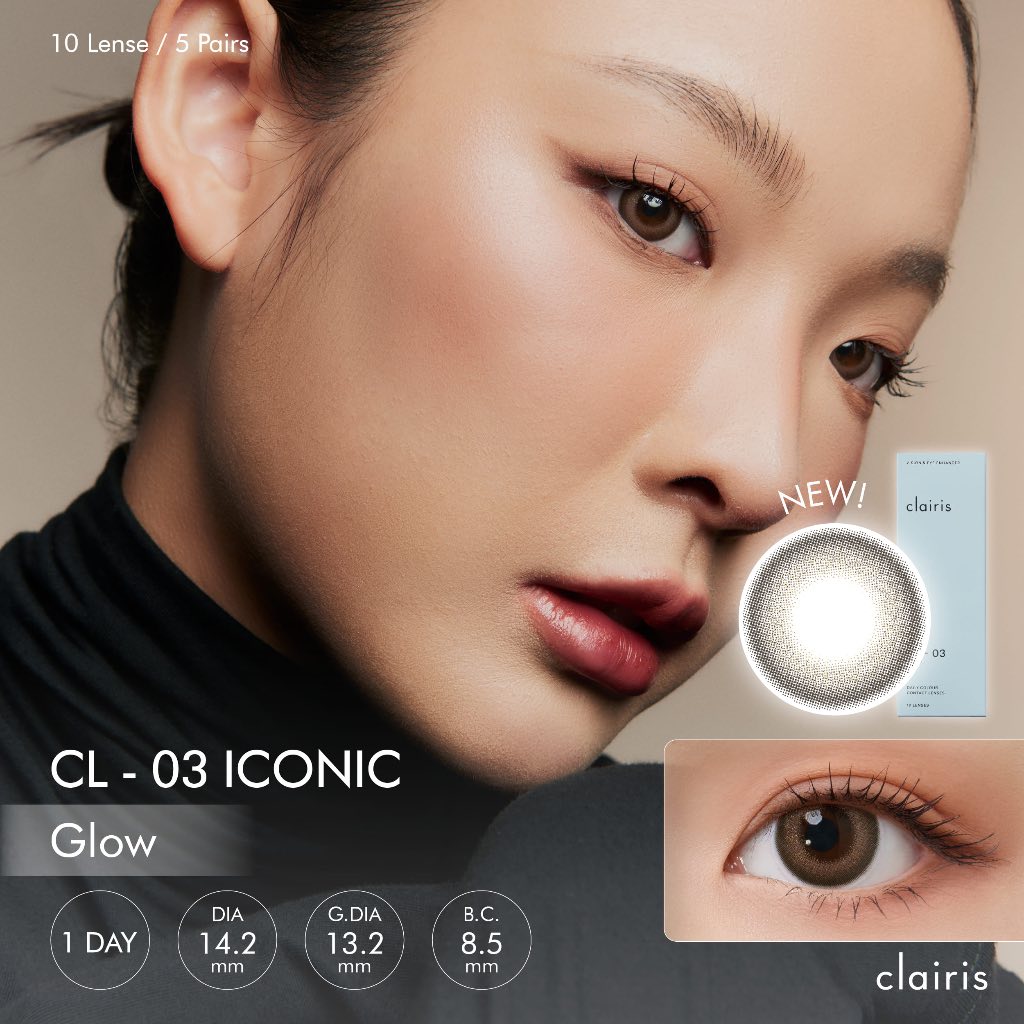 (NEW) Clairis 1Day:สี Iconic Glow รุ่น CL-03 ICONIC คอนแทคเลนส์รายวัน (1 กล่อง 5 คู่) คลาร์ไอริส