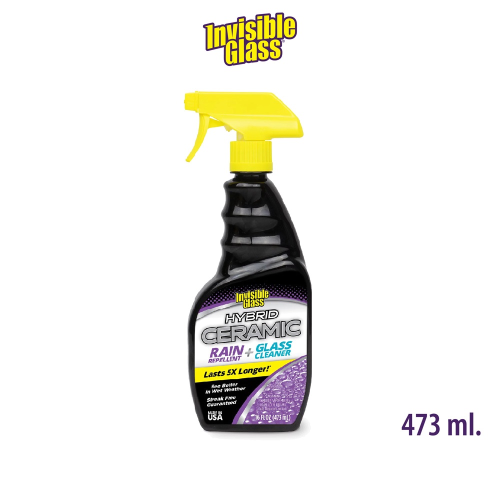Invisible Glass Hybrid Ceramic Rain Repellent น้ำยาเคลือบกระจก เช็ดกระจก เคลือบกระจกในขั้นตอนเดียว อินวิซิเบิล กลาส ไฮบริด เซรามิก สารเคลือบลื่น กันน้ำ Stoner Glass Cleaner with Rain Repellent SiO2 16 oz. 473 ml.