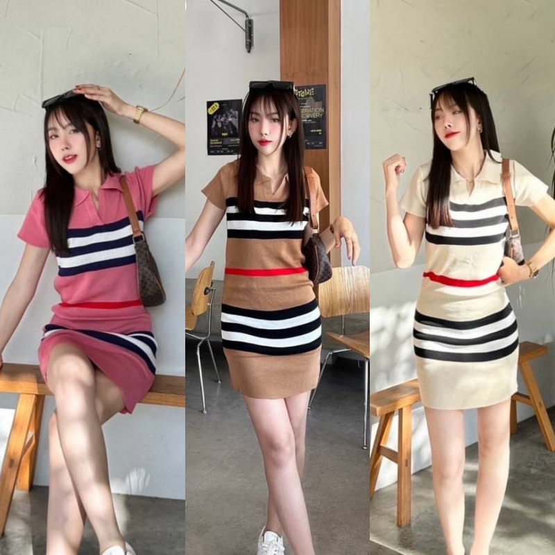 มินิเดรส ผ้าไหมพรมยืด ทอลายสลับสี 💓 สาวอวบใส่ได้น้า ใส่ออกงานทางการได้ ผ้าหนานุ่มใส่สบาย รุ่น อาหรับ