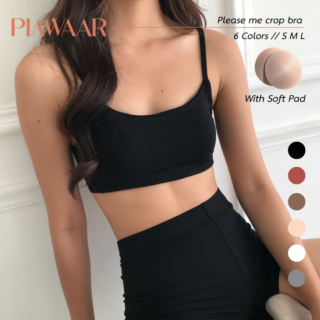 Please me crop bra เสื้อครอปบรา ไม่ดันทรง ไม่มีโครง มีฟองน้ำ Please me crop bra - PIMWAAR
