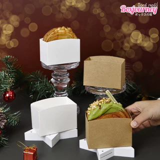 Boxjourney กล่องฟาสฟูดส์ ขาว/คราฟท์/พิมพ์ลาย 6x10x6.5 ซม. (50 ชิ้น/แพ็ค)