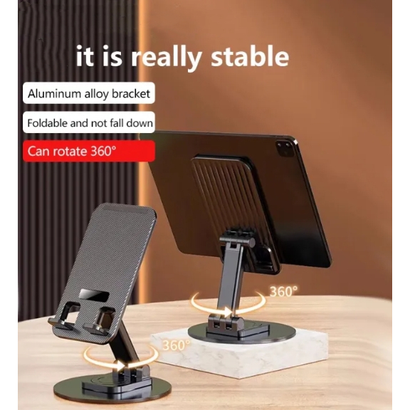 แท่นวางโทรศัพท์ที่ใช้งานได้จริงหมุนได้ 360 องศาอลูมิเนียมอัลลอยด์รองรับโทรศัพท์ตั้งโต๊ะ แท็บเล็ต