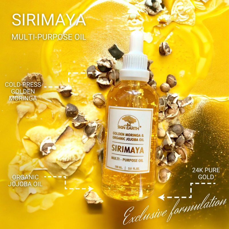 SKIN EARTH GOLDEN MORINGA & ORGANIC JOJOBA OIL SIRIMAYA MULTI-PURPOSE OIL 100 ML