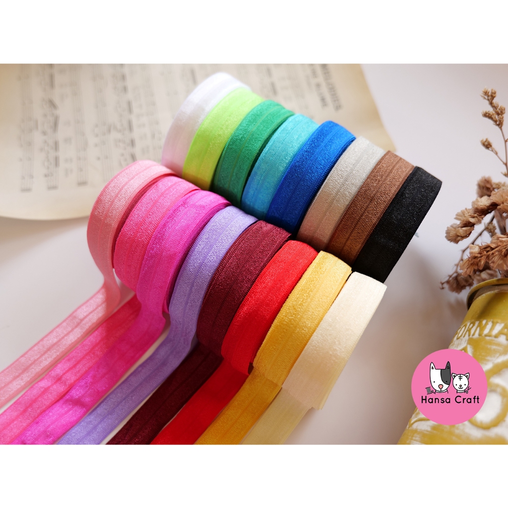 ยางยืดนิ่ม ยางยืดสี ยางยืดแบน สำหรับทำงาน DIY คาดผมเด็ก ยางรัดผม ผ้าปิดตา ขนาดกว้าง 15 มิล