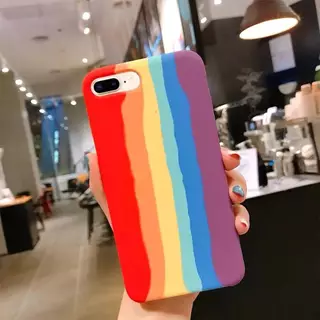 เคส สีรุ้งกำมะหยี่ โลโก้ สำหรับรุ่น ไอโฟน I6 I6P I7P I8P I7 I8 XS XSMAX XR I11 I11PRO I11PROMAX I12 I12PRO I12PROMAX