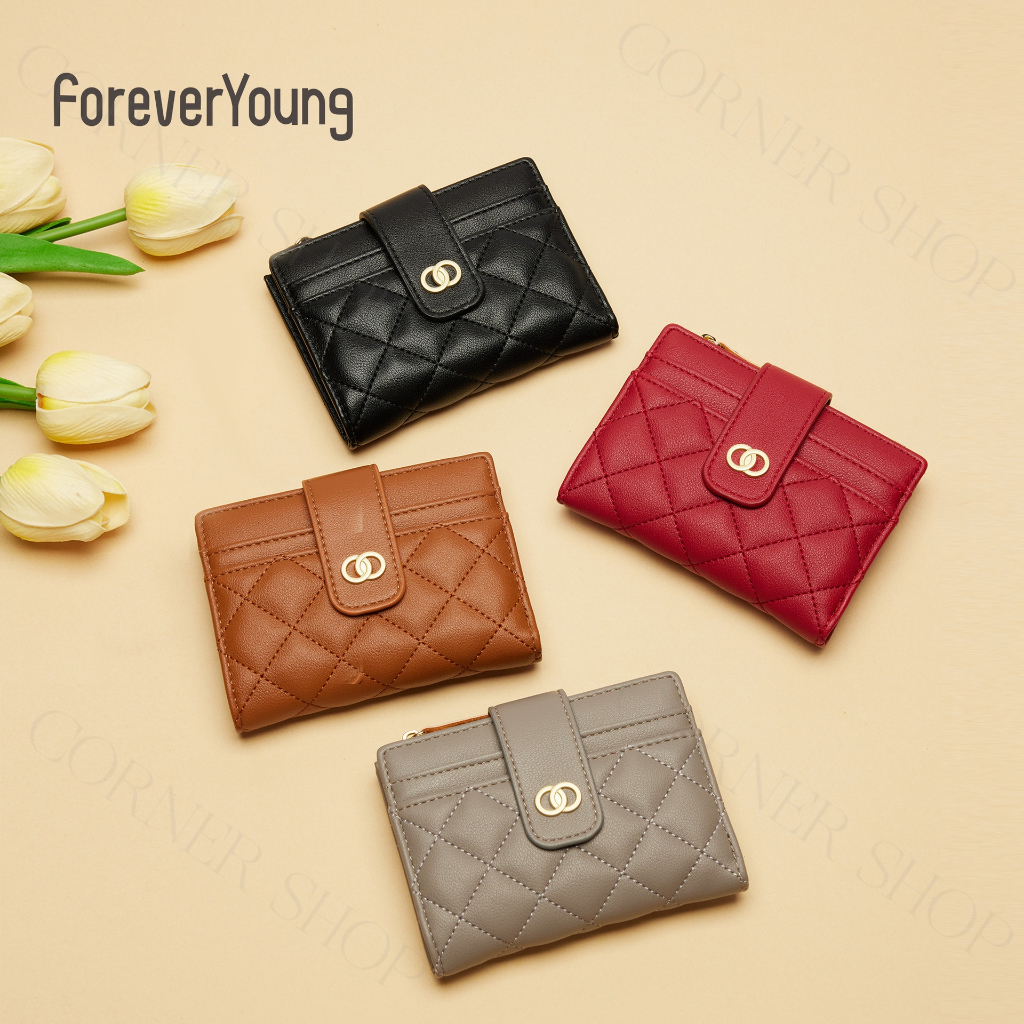 (8304)พร้อมส่งจากไทย  กระเป๋าสตางค์ใบสั้น ForeverYoung สินค้าคุณภาพพรีเมี่ยม เหมาะสำหรับผู้หญิง