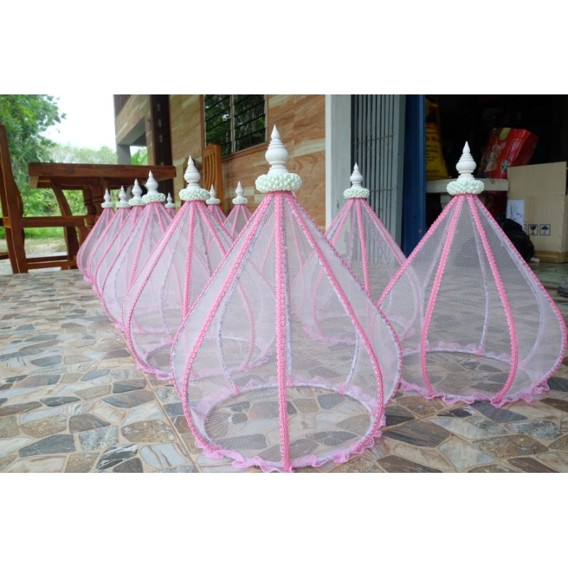 ฝาชีครอบขันหมาก ฝาชีมุ้งสีชมพู