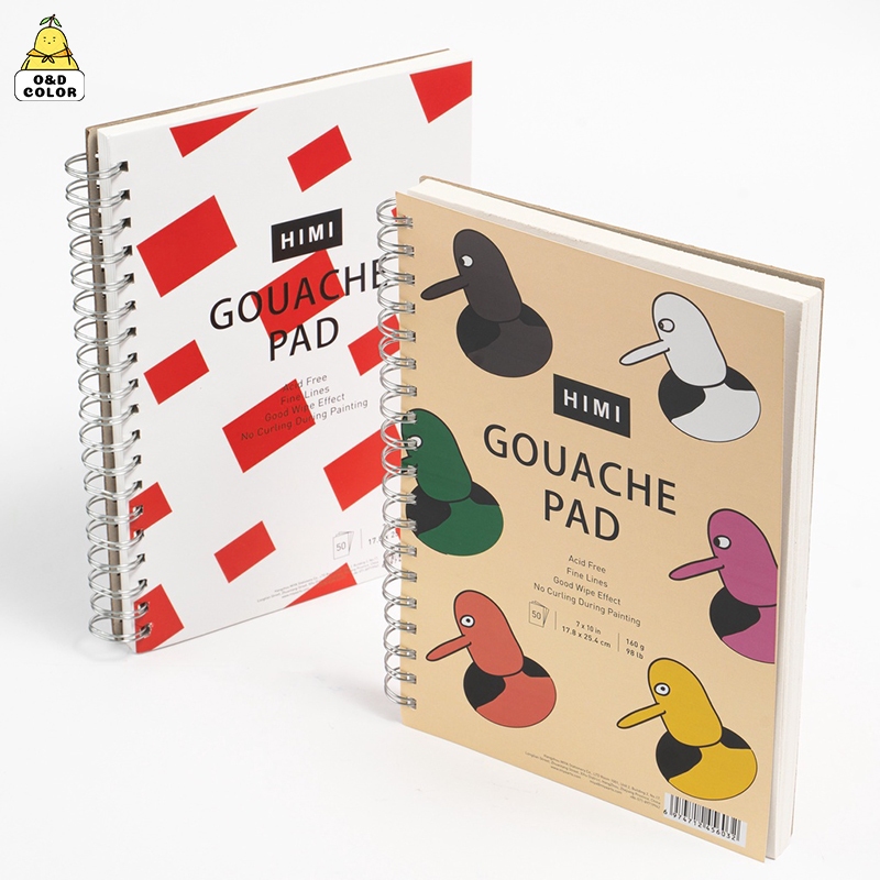 MIYA HIMI Gouache Pad หนังสือผงน้ำ สำหรับสีน้ำ ภาพร่างและสีอะคริลิก Sketch Book 50 แผ่น 160GSM