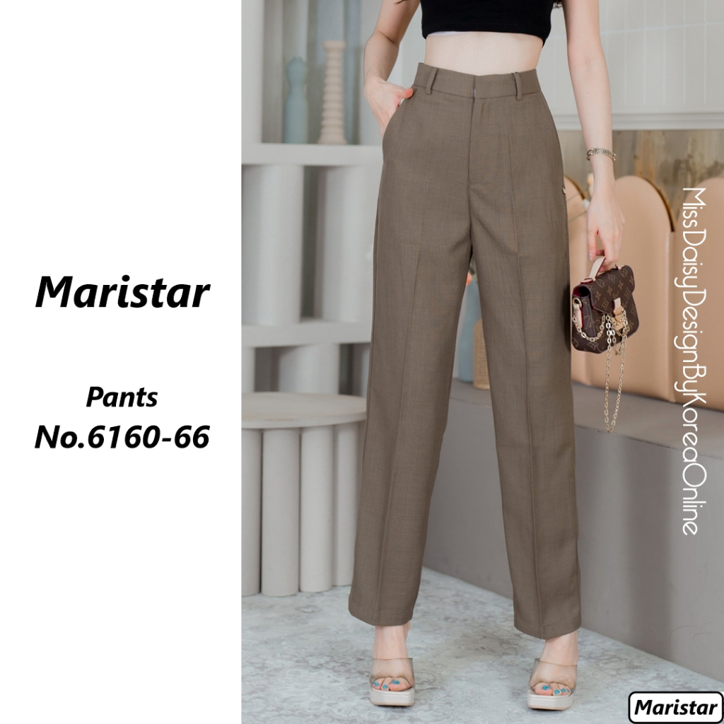 Maristar กางเกงขายาว (เอวสูง-ขากระบอก) No.6160 ผลิตจากผ้าลินินชนิดใหม่ของทางร้าน