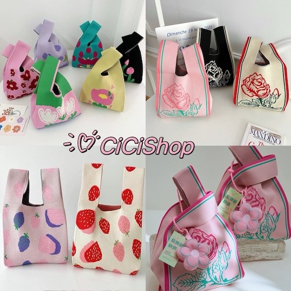 Cicishop(236) กระเป๋าไหมพรม ทรงสวยจุได้เยอะ ลายสวยสไตล์เกาหลี