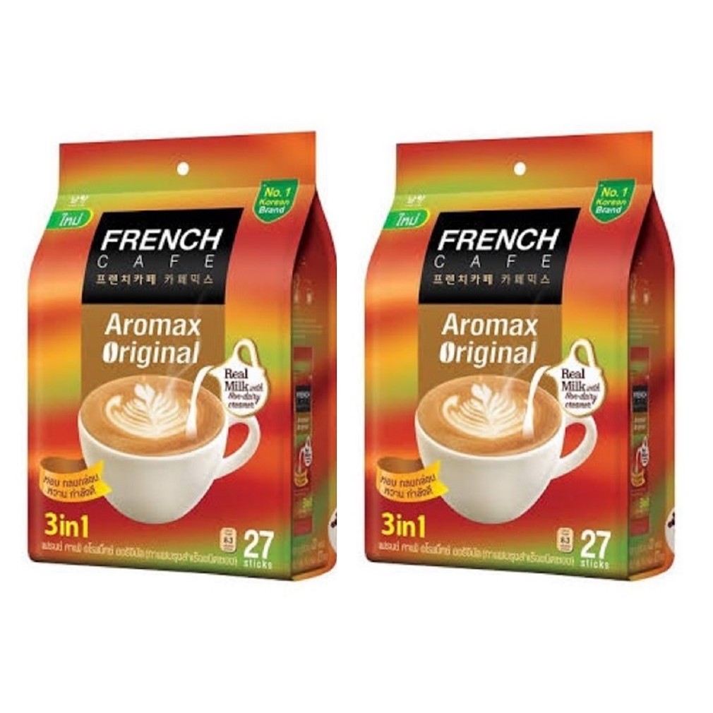 French Cafe Aromax Original Coffee เฟรนซ์ คาเฟ่ กาแฟ อโรแม็กซ์ ออริจินัล 17.4g x 27ซอง (2แพค)