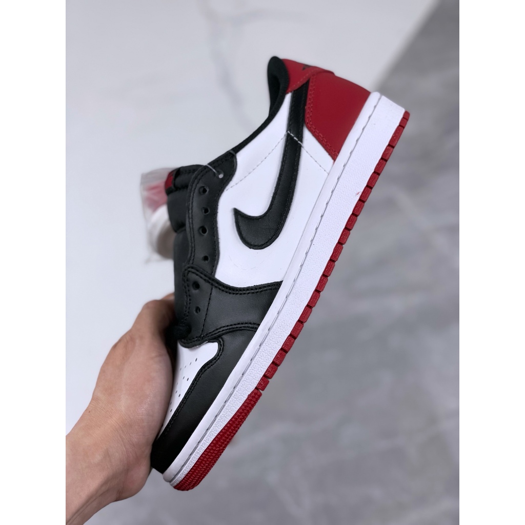 Nike Air Jordan 1 Low“Black Toe” สีดำ นิ้วเท้า ต่ำ แก๊งค์ สีดำ สีแดง สีขาว 36-46