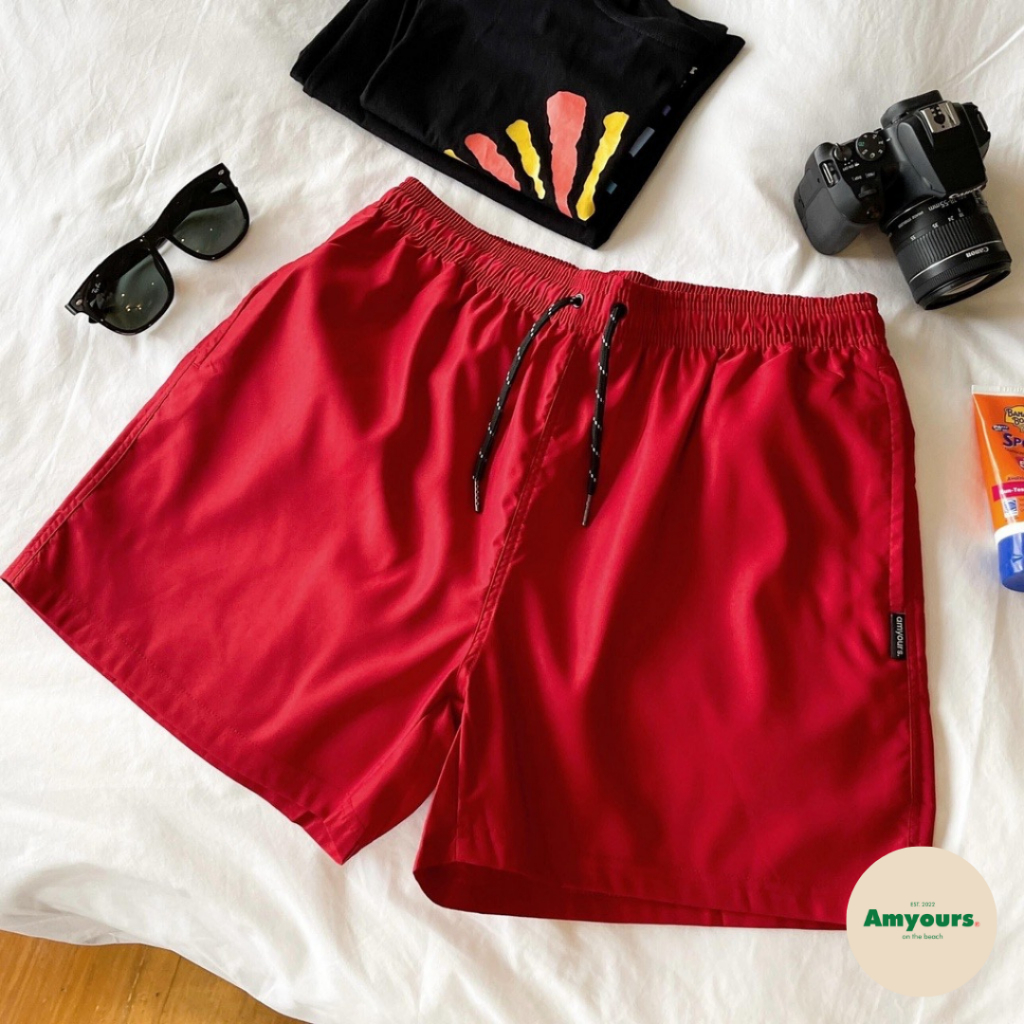 amyours on the beach กางเกงว่ายน้ำชาย รุ่น Men's easy สีแดง มีไซส์