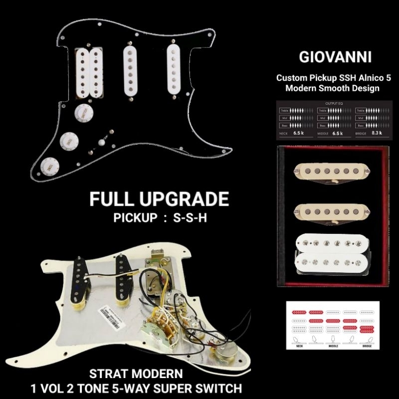 LIBRA TONE ชุดวงจรกีต้าร์ไฟฟ้า FULL UPGRADE STRAT: S-S-H 1 VOL 2 TONE 5-WAY SUPER SWITCH / PICKUP : 