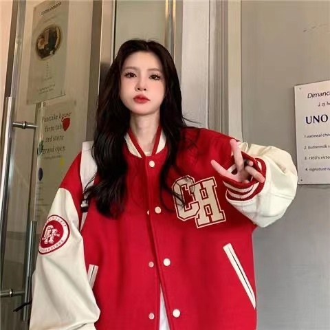 NO1SHOPเสื้อแจ็คเก็ตเบสบอล แบบกระดุม เนื้อผ้าหนานิ่ม