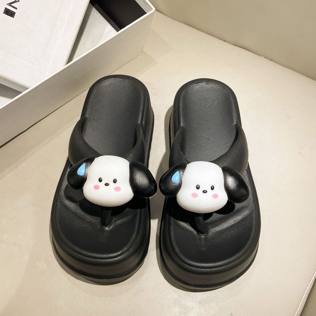 Fshoes พร้อมส่งรองเท้าแตะแฟชั่นผู้หญิงทรงหูหนีบสูง สีสันสดใส5สี แถมตัวตอดลายหน้าน้องหมาสุดกรุบกริบ สั่งเลยพร้อมส่ง