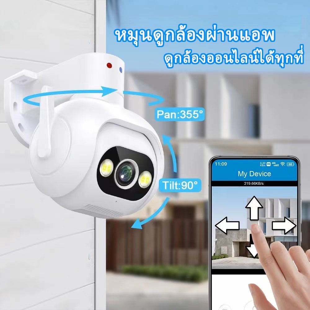 HOME-MALL กล้องวงจรปิดไร้สายชัด 4K กันน้ำ หมุนได้ พูดตอบโต้ได้ มองเห็นในที่มืด ตรวจจับการเคลื่อนไหว