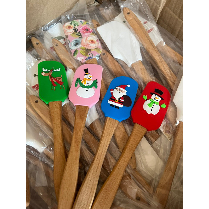 bluebellstuff ไม้พายคริสต์มาส ไม้พายทำขนมด้ามไม้ลายซานต้า