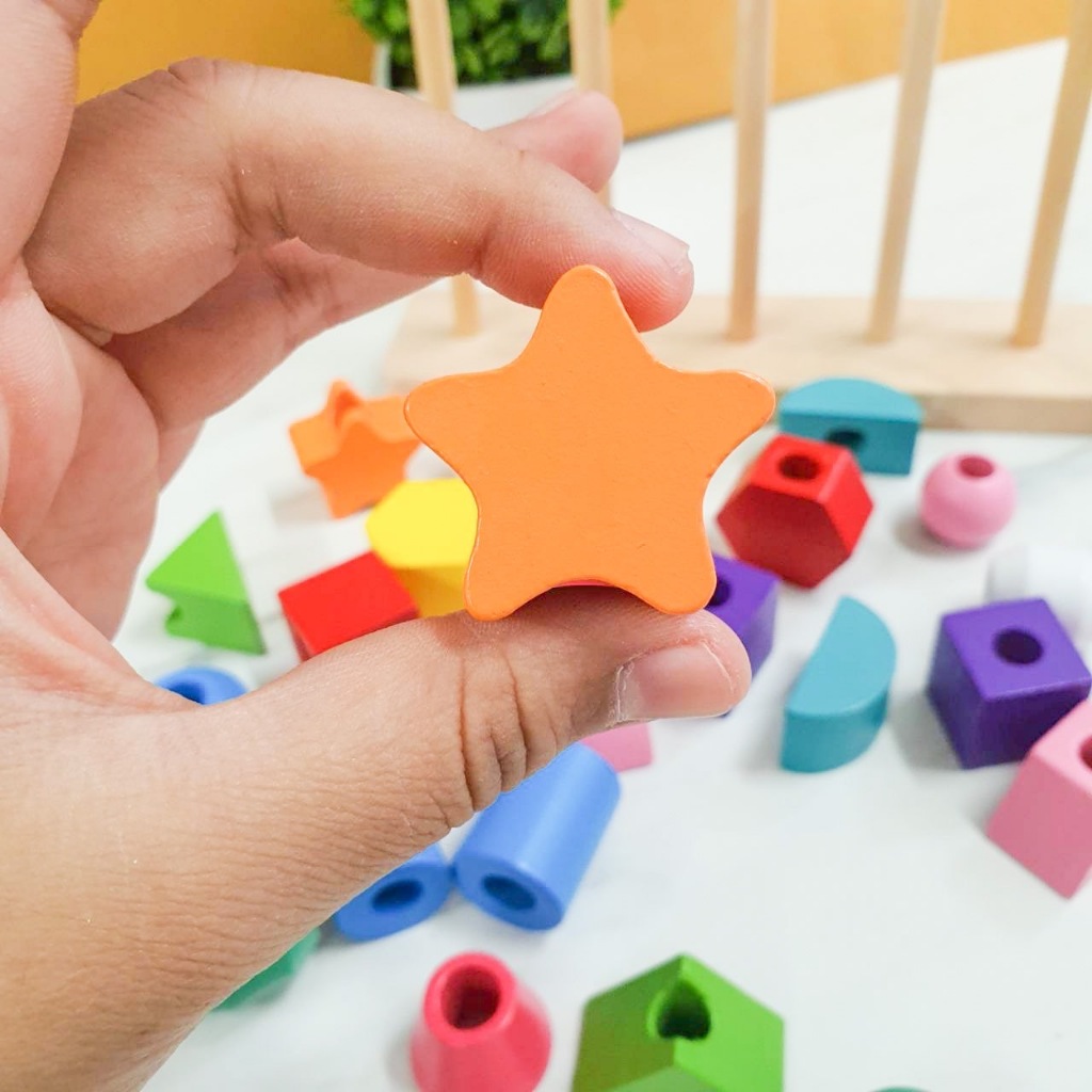 ชุดลูกปัดไม้ ของเล่น Montessori เสริมการเรียนรู้เด็ก เหมาะกับน้อง 2 ขวบขึ้นไป ราคา ถูกที่สุด ดีลบีเคเค แกลเลอรีภาพที่ 5