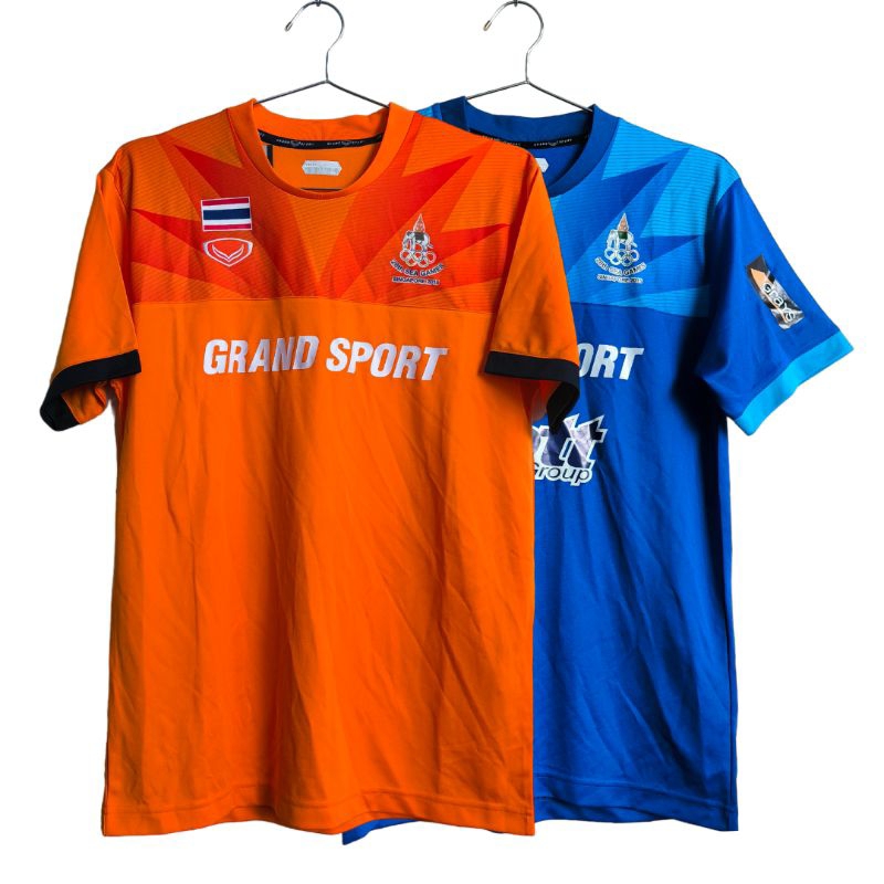 Grand Sport เสื้อคอกลมแขนสั้น SEA GAMES 2015 SINGAPORE ทีมชาติไทย ไซส์ L สีส้ม/ฟ้า