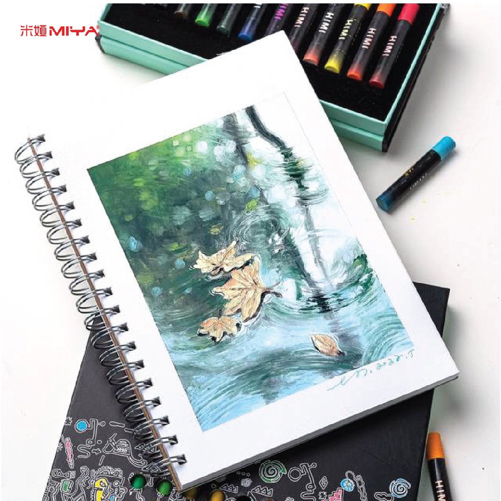 MIYA HIMI Gouache Pad หนังสือผงน้ำ สำหรับสีน้ำ ภาพร่างและสีอะคริลิก Sketch Book 50 แผ่น 160GSM