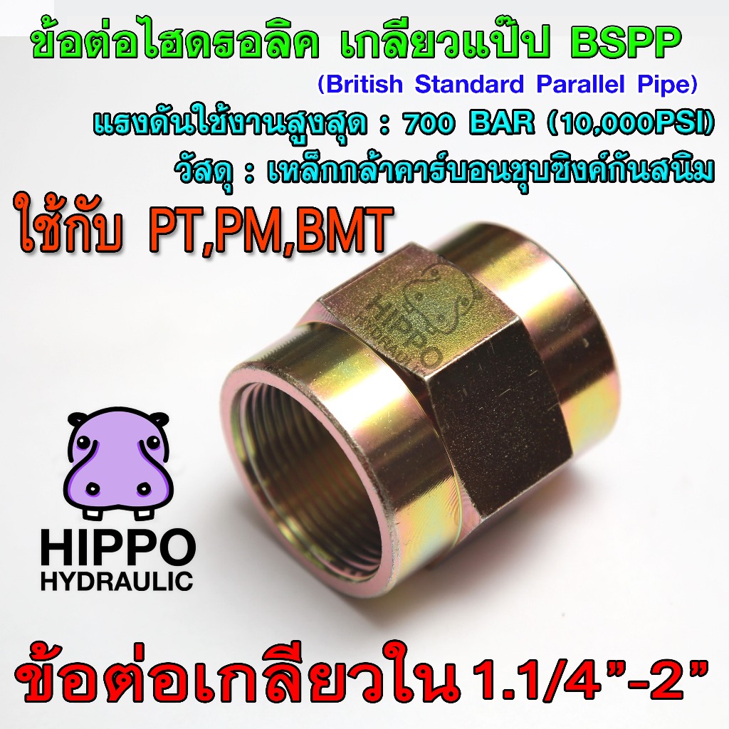 ข้อต่อเกลียวใน เกลียวแป๊ปอังกฤษ BSPP ข้อต่อไฮดรอลิค ข้อต่อเกลียวใน PT ขนาด 1.1/4"-2"