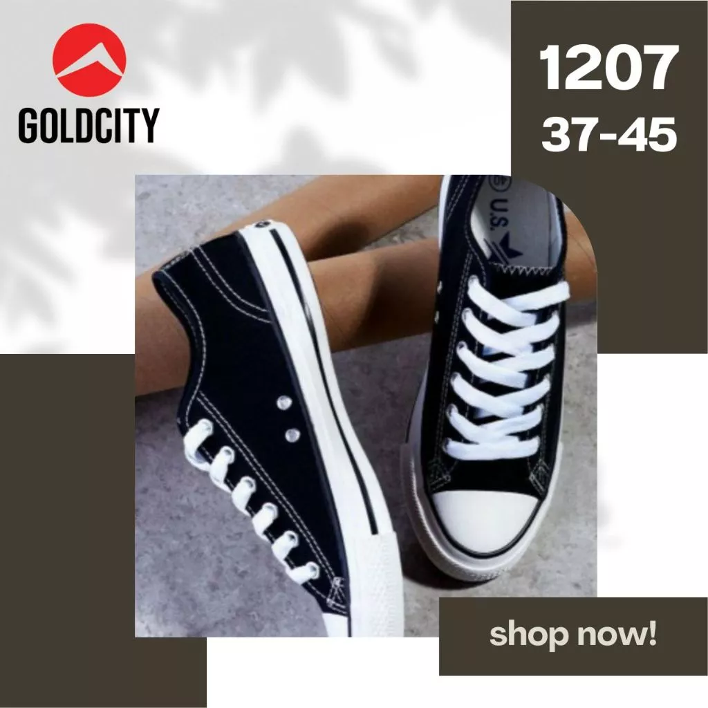 GOLDCITY รุ่น 1207 รองเท้าผ้าใบแฟชั่นทรงคอนเวิร์ส SIZE 37-45
