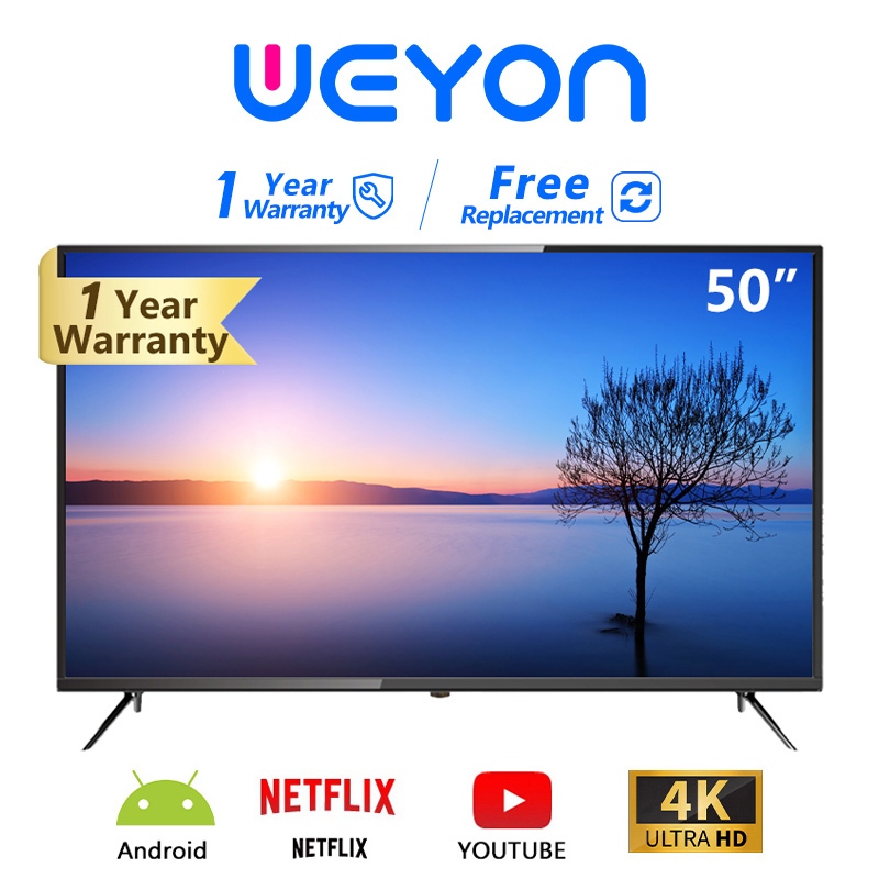 WEYON สมาร์ททีวี 43/50/55 นิ้ว ทีวี Android LED Smart TV แอนดรอย wifi สมาร์ททีวี YouTube Netflix WiFi
