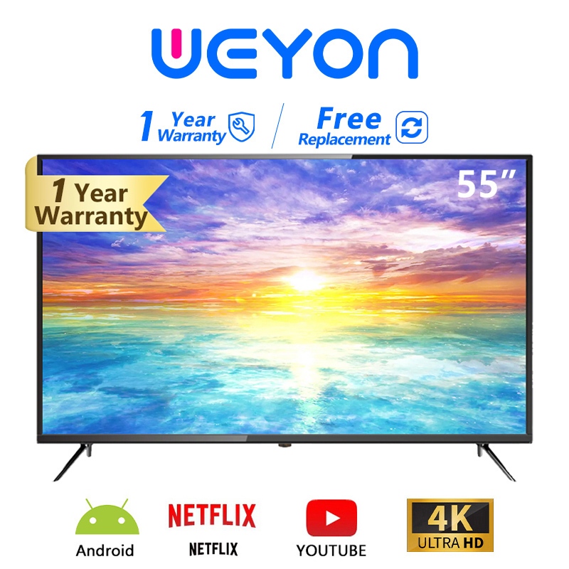 WEYON สมาร์ททีวี 43/50/55 นิ้ว ทีวี Android LED Smart TV แอนดรอย wifi สมาร์ททีวี YouTube Netflix WiFi