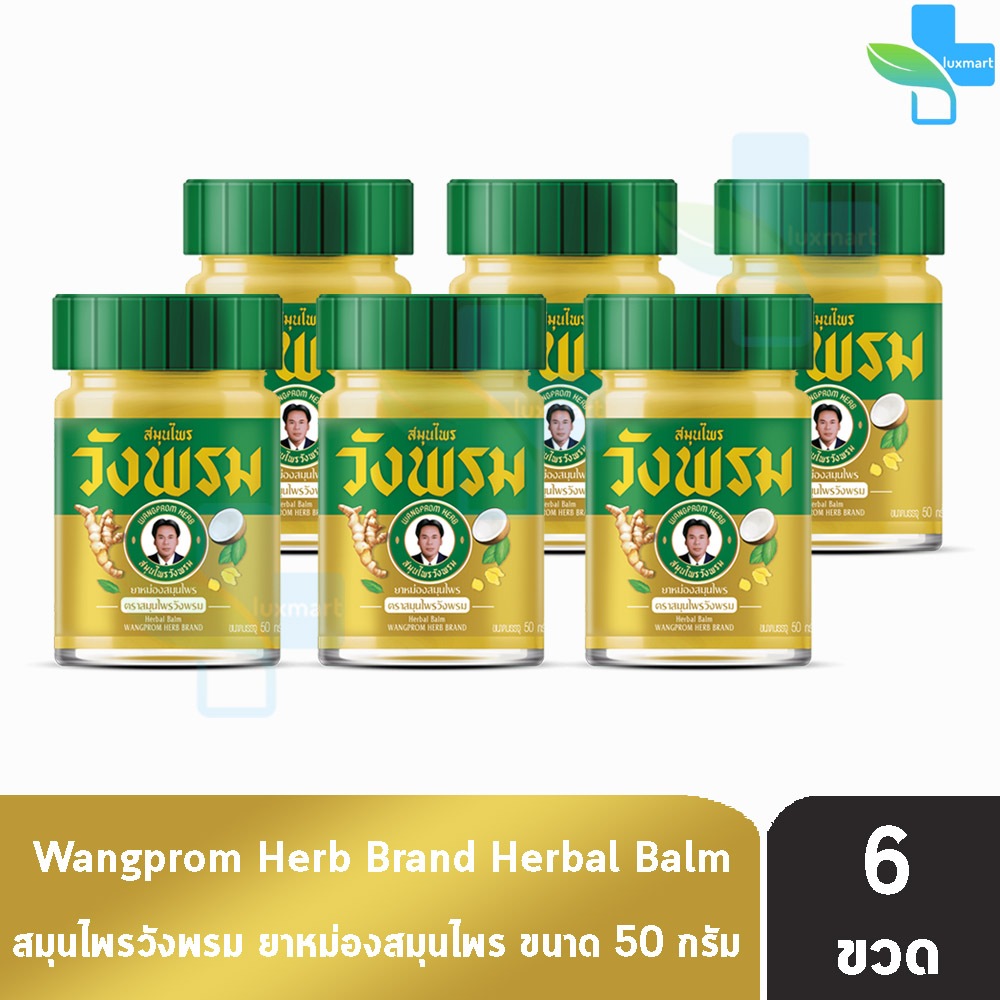 สมุนไพร วังพรม หมอเฉลิม ยาหม่อง สูตรร้อน ขนาด 50 กรัม [6 ขวด สีทอง] GG 9212 Wangprom Herb สมุนไพรวังพรม สมุนไพรขายทั่วไป