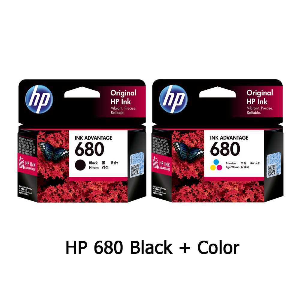 ตลับหมึกเครื่องปริ้น HP 680 Original Ink Advantage Cartridge (Tri-color/Black) | HP Deskjet 1115, 2135, 3775,3776,3777,