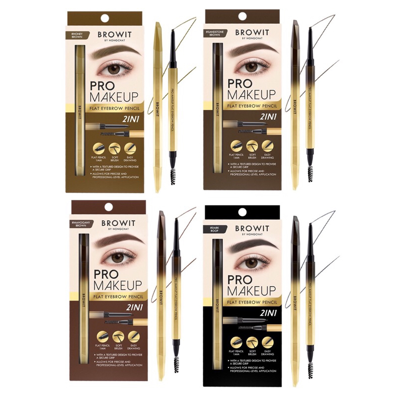 Browit บราวอิท Pro Make Up Flat Eye Brow Pencil โปรเมคอัพแฟลตอายบราวเพนซิล ขนาด 0.08g