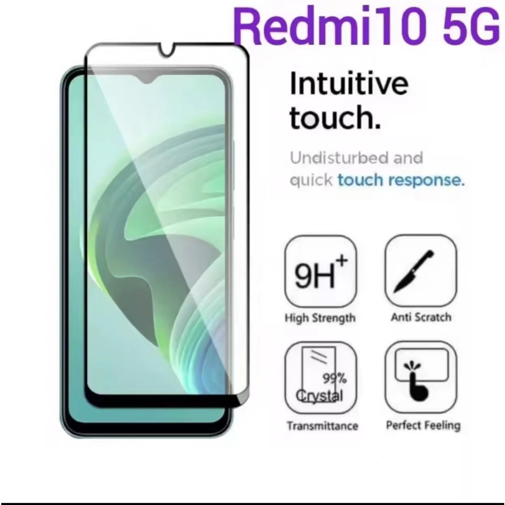 Redmi10 5G ฟิล์มกันรอยหแบบเต็มจอขอบดำ กันเเตก กันรอย กันกระแทก กระจกกันรอย กระจกนิรภัย Redmi10 5G