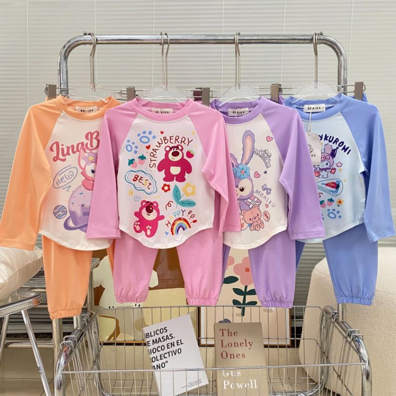 พร้อมส่งในไทย ชุดนอนแขนยาวลายการ์ตูนขาจั๊ม/ผ้าcotton/ป้ายBB Kids/2-7ขวบ