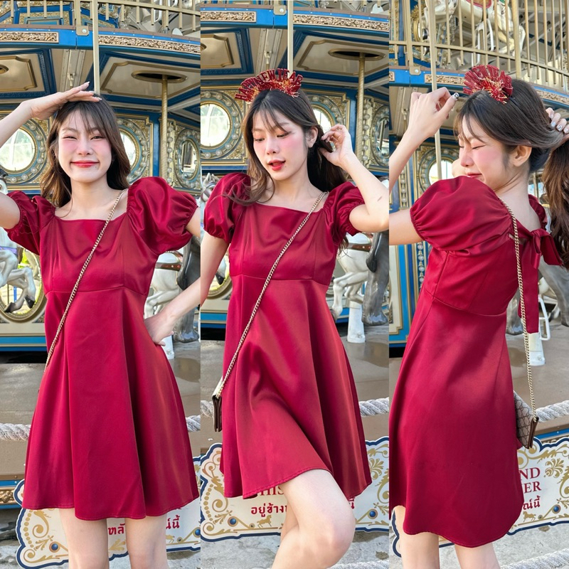 KORRA ·͜·♡เดรสแขนตุ๊กตา🎄🍒ดีเทลผูกโบว์ด้านหลังน้องน่ารักมากๆ🎅