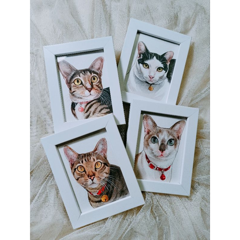 รับวาดรูป สัตว์เลี้ยง ขนาด3x4นิ้ว พร้อมกรอบ