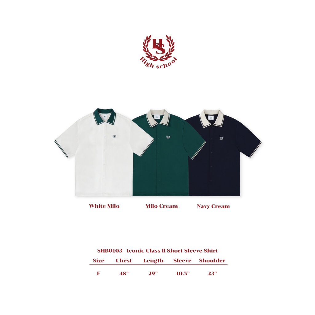 Highschool - SHB0103 เสื้อเชิ้ตผ้าดึ๋ง Iconic Class Il Short Sleeve Shirt