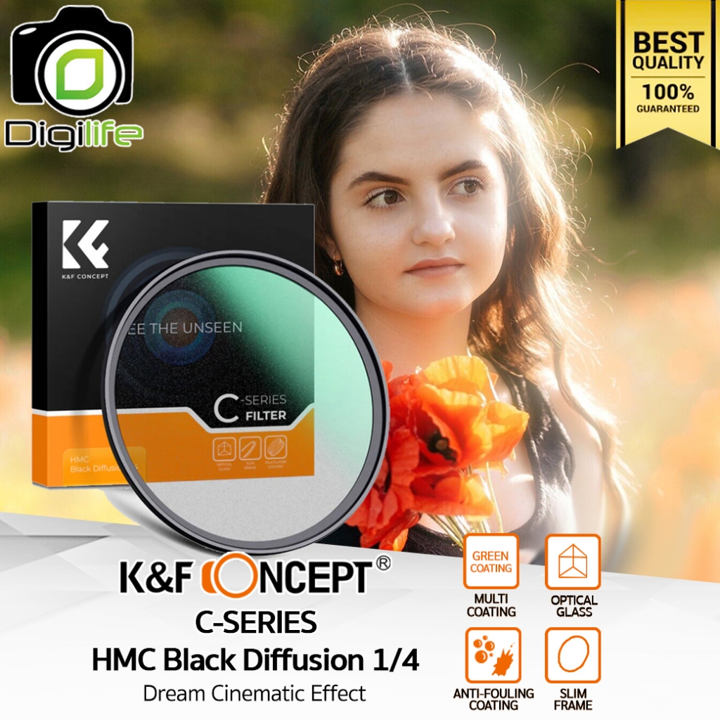 K&F Concept Filter C-Series Nano-C HMC Black Diffusion 1/4 เอฟเฟกต์แบบนุ่ม นาโนมัลติโค้ด Slim Soft F