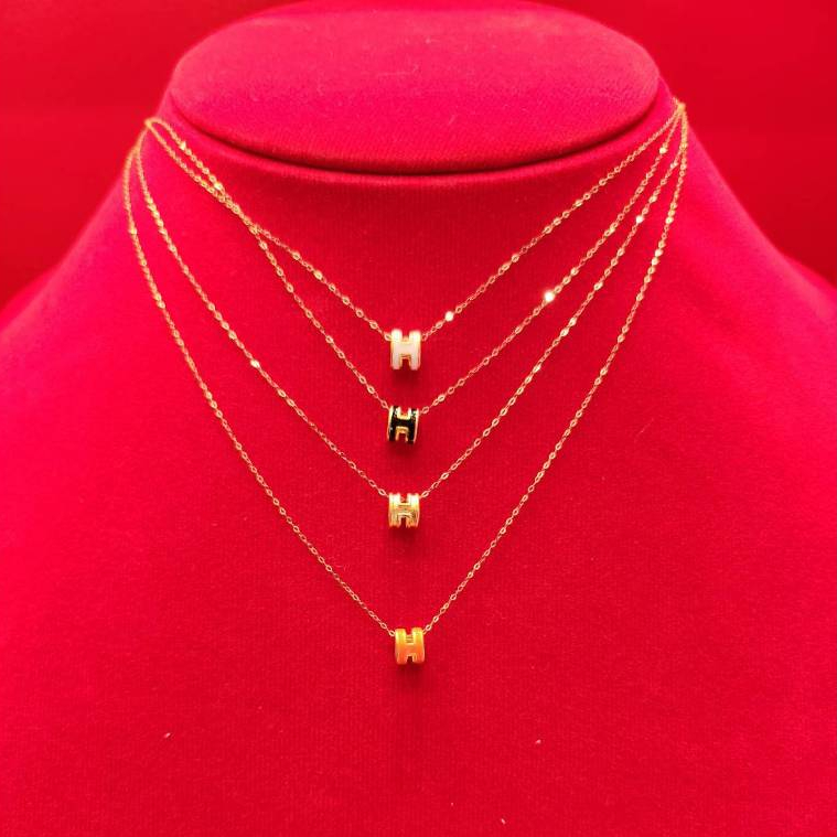 สร้อยคอ18K จี้ H จี้แฟชั่น น้ำหนักรวม 0.30 กรัม จี้ ทองคำ 99.99% 0.1 เซททองแท้ทั้งเส้น ขายได้ มีใบรั