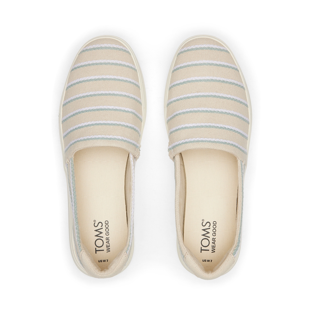 TOMS รองเท้าลำลองผู้หญิง สลิปออน รุ่น Kameron Fog Multi Woven Stripes (CC) รองเท้าลิขสิทธิ์แท้