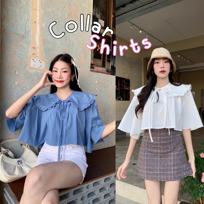 Judy top ตัวเสื้อเป็นจีบรอบตัว ปกคอบัวระบาย สุดคิ้วท์