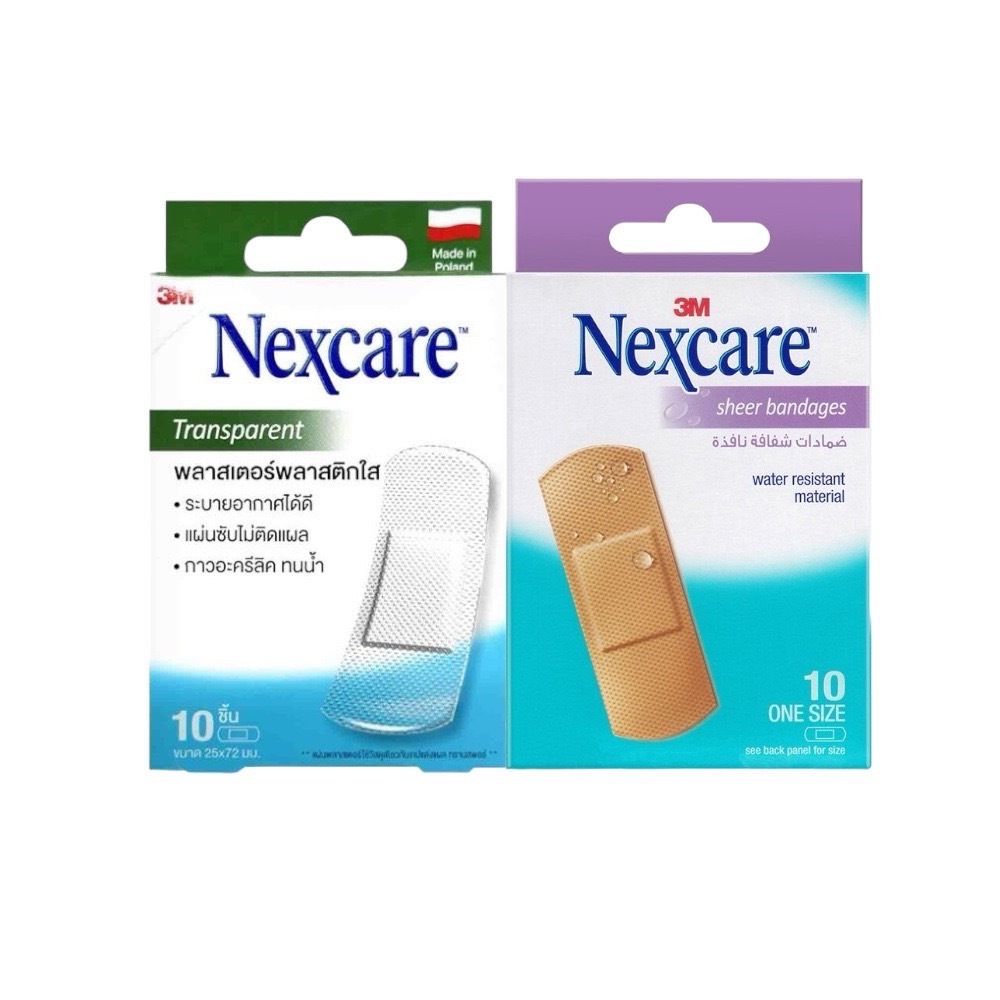 3M Nexcare Transparent พลาสเตอร์ ขนาด25x72มม. สีใสและสีเนื้อ