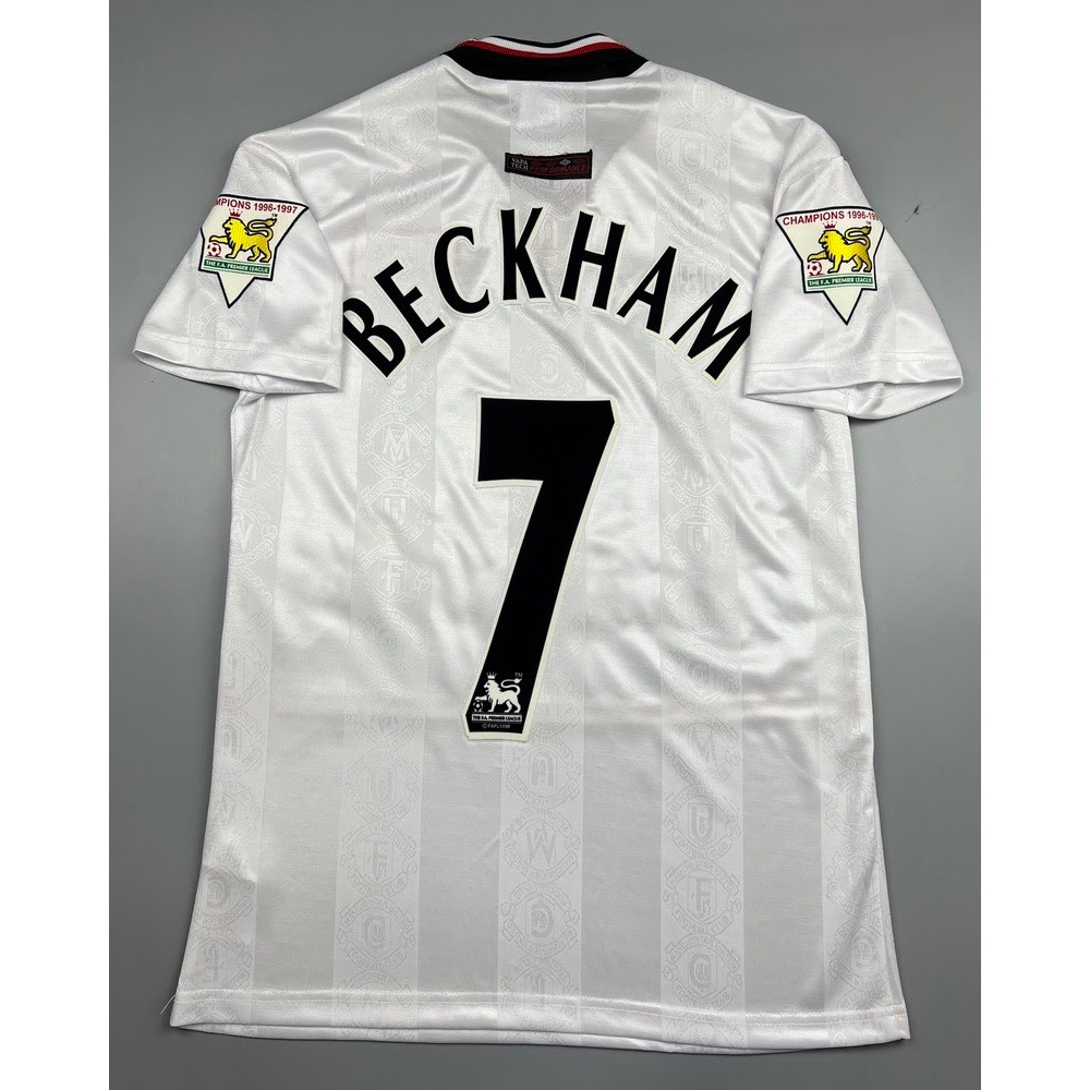 เสื้อบอล ย้อนยุค แมนยู 1997 เยือน Retro Manchester United Away 7 BECKHAM อาร์มพรีเมียร์ เรโทร คลาสสิ