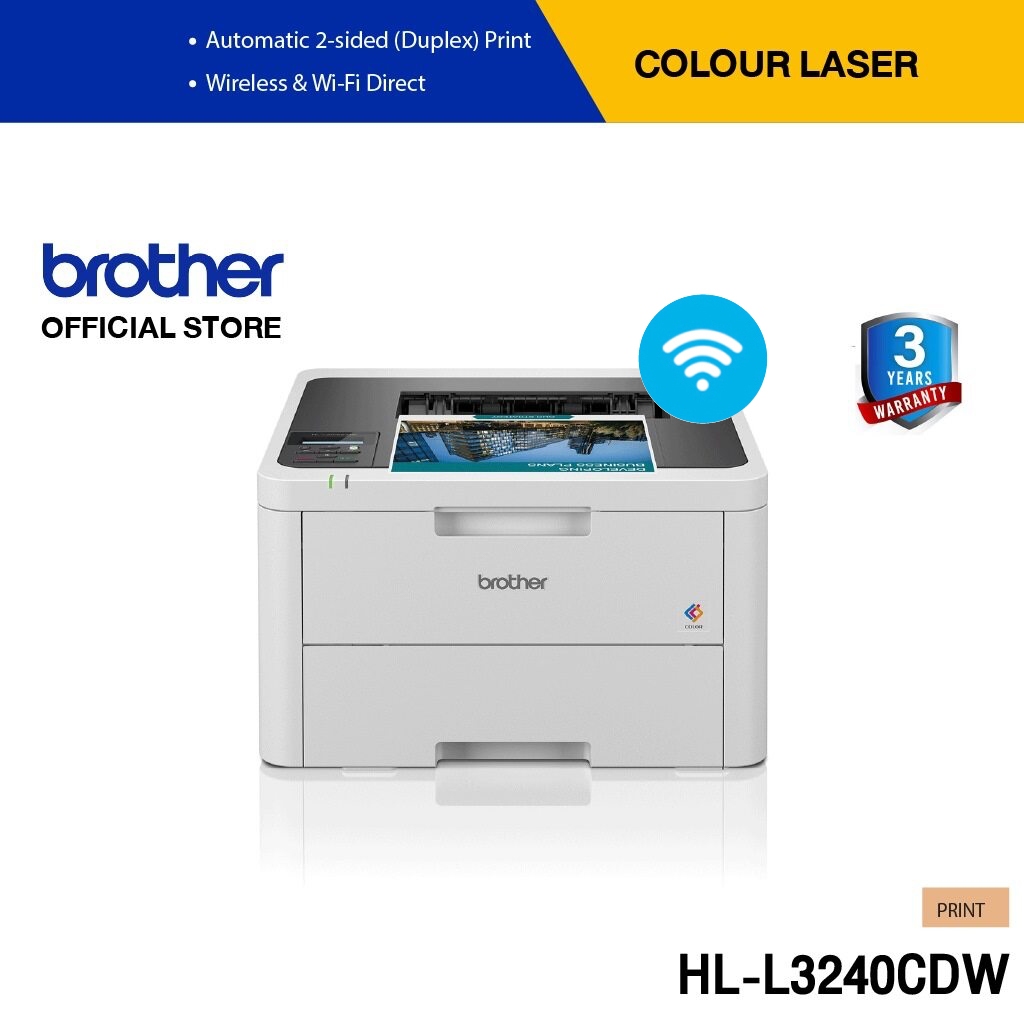 Brother HL-L3240CDW Colour Laser Printer เทคโนโลยี LED พิมพ์ขาว-ดำ/สี 26 แผ่นต่อนาที,พิมพ์เอกสาร 2 หน้าอัตโนมัติ