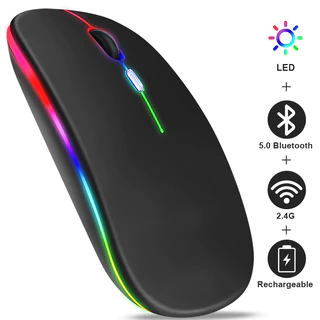 Wireless Mouse 2.4G Mouse เมาส์ไร้สาย เสียงปุ่มเงียบได้ เมาส์เมาส์บลูทูธ แบบชาร์จไฟได้ พร้อมไฟRGB
