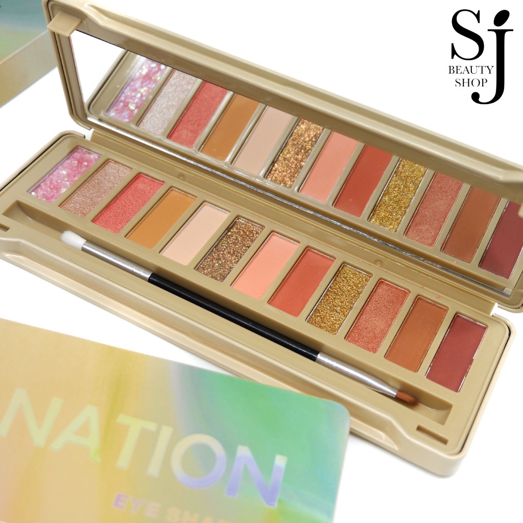 MAGIC NATION EYESHADOW PALETTE พาเลทอายแชโดว์ 12สี ชิมเมอร์และกลิตเตอร์