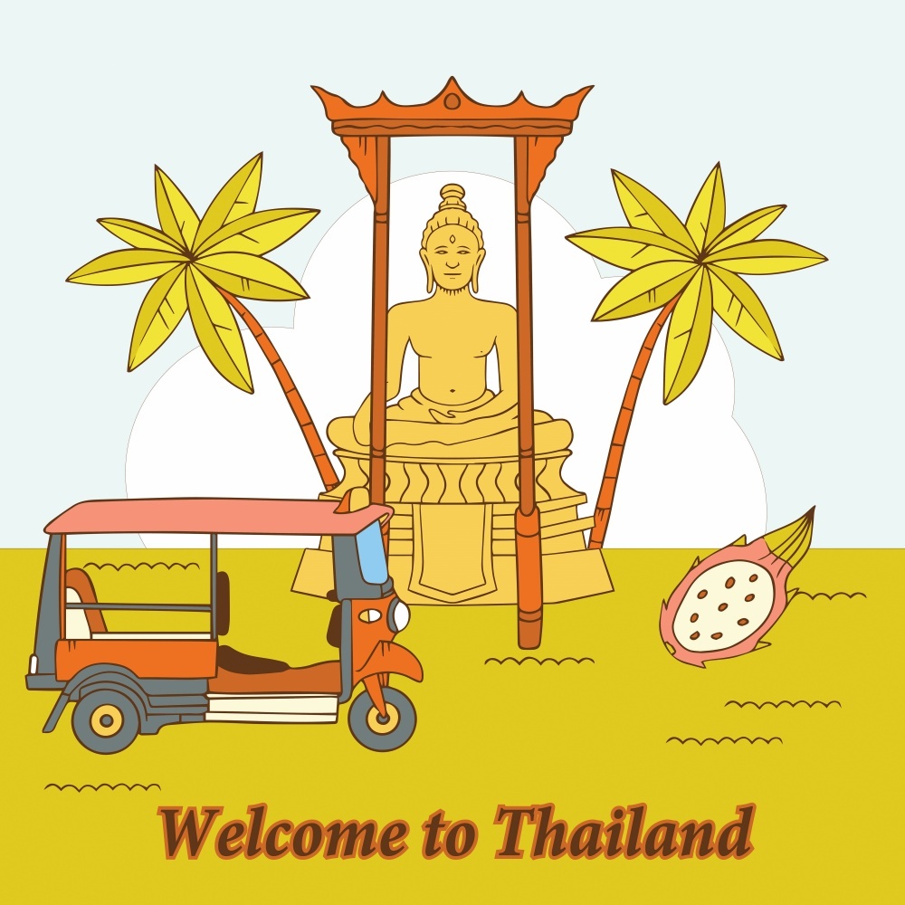 สติ๊กเกอร์ภาพ Welcome to Thailand สำหรับตกแต่งร้านค้า ร้านอาหาร