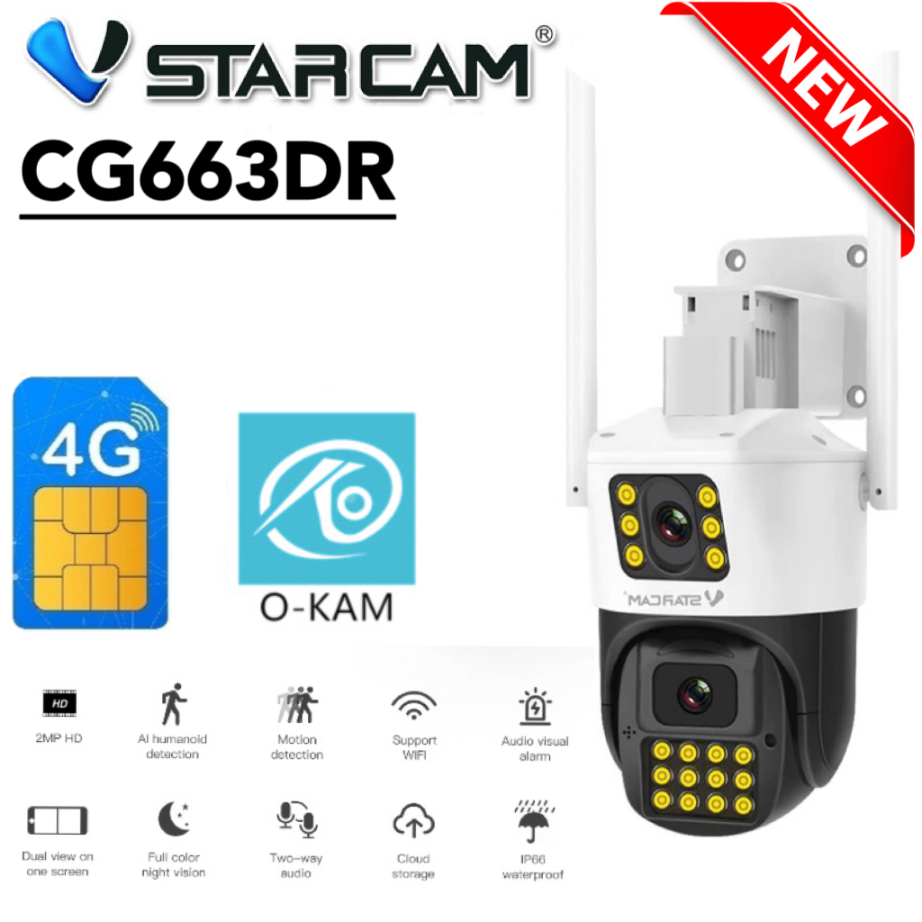Vstarcam CG663DR SIM 4G กล้อง  IP Camera ปลุกไซเรนติดตามอัตโนมัติไฟแฟลชกล้องวงจรปิด